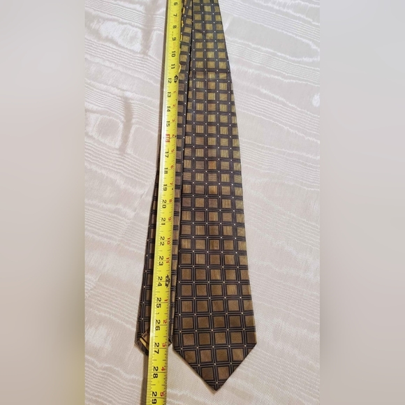 Luxury Tie Villa Bolgheri Italia 100% Silk Squares Gold & Brown Embroidery - Picture 8 of 9